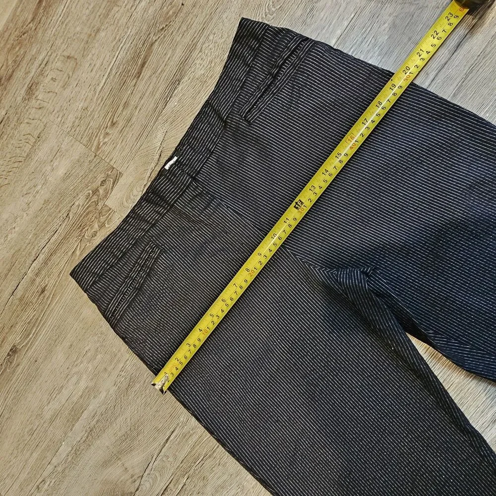 women's black pinstripe capri pants size 14 alt hipster rocker twee y2k 2010s - Picture 4 of 11